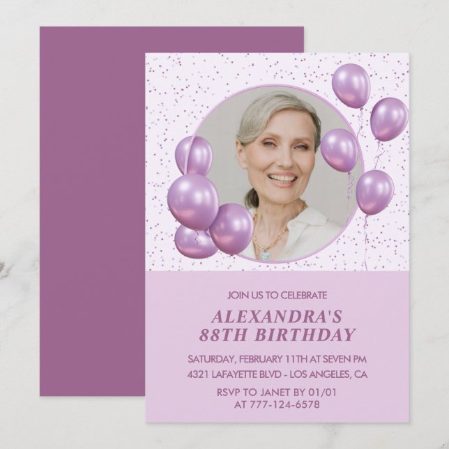 Cartes d'invitation pour 88e anniversaire Photo Ba (Devant / Derrière)