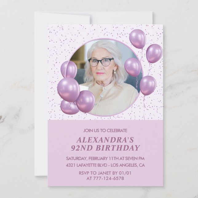 Cartes d'invitation pour 92e anniversaire Photo Ba (Devant)