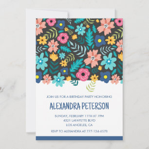 Cartes d'invitation pour 93e anniversaire motif fl