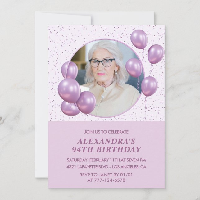 Cartes d'invitation pour 94e anniversaire Photo Ba (Devant)