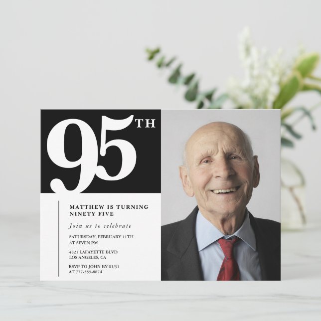 Cartes d'invitation pour 95e anniversaire noir Mod (Debout devant)