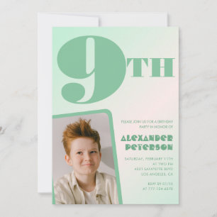 Cartes d'invitation pour 9 ans avec dégradé vert g