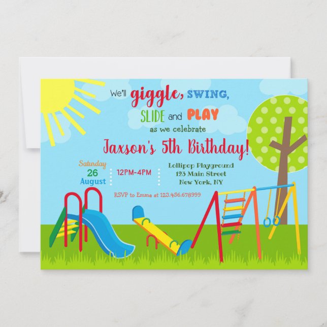 Cartes d'invitation pour anniversaire au parc de j (Devant)
