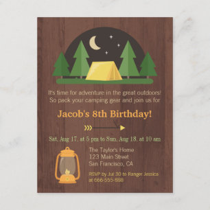 Cartes d'invitation pour anniversaire de camping p