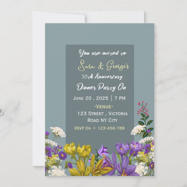 Cartes d'invitation pour anniversaire de mariage  (Devant)