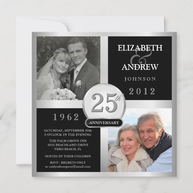 Cartes d'invitation pour anniversaire de mariage - (Devant)