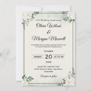 Cartes d'invitation pour anniversaire de mariage à