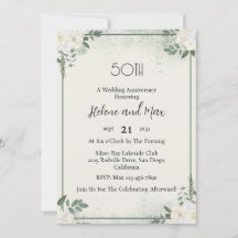 Cartes d'invitation pour anniversaire de mariage à