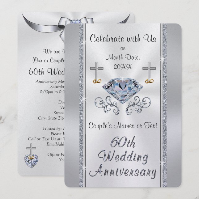 Cartes d'invitation pour anniversaire de mariage c (Devant / Derrière)