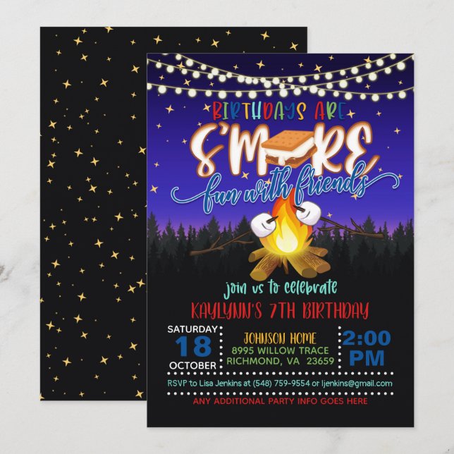 Cartes d'invitation pour anniversaire: Les fêtes s (Devant / Derrière)