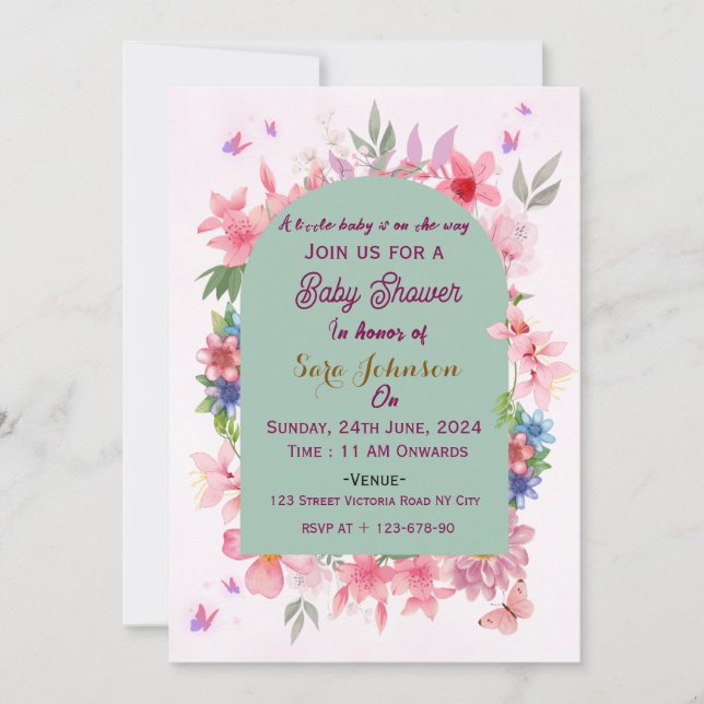 Cartes d'invitation pour Baby Shower  (Devant)