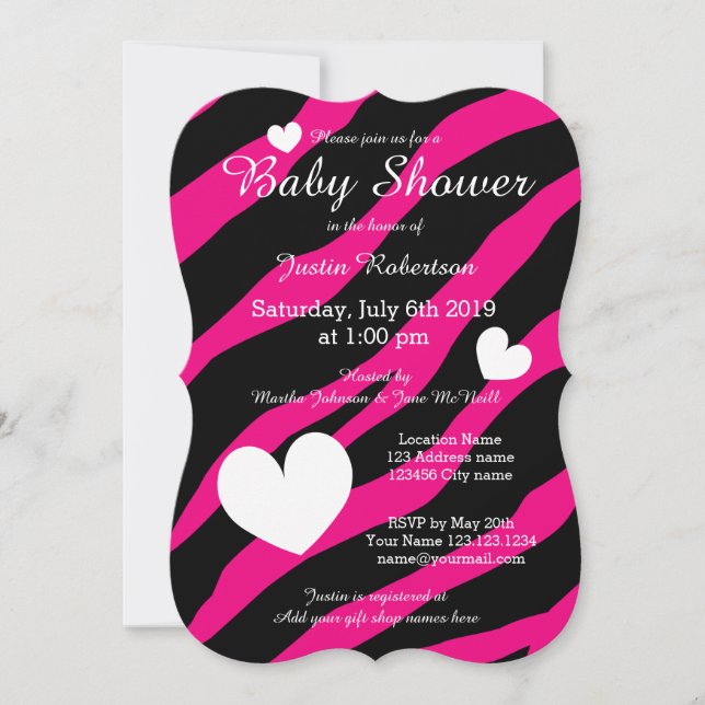 Cartes d'invitation pour baby shower à rayures de  (Devant)