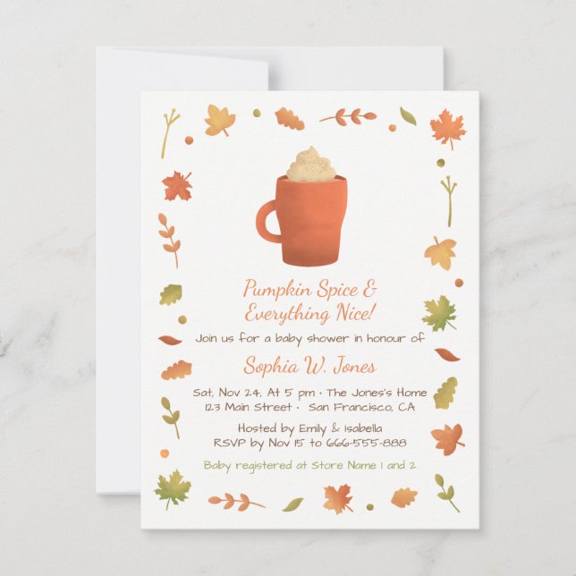 Cartes d'invitation pour Baby Shower Automne Citro (Devant)