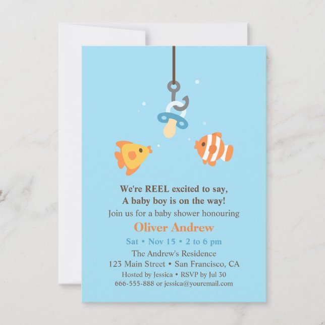 Cartes d'invitation pour Baby Shower avec appât de (Devant)