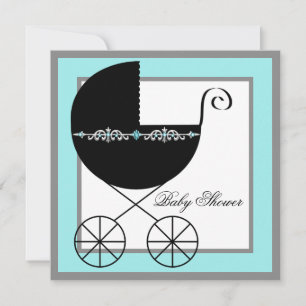 Cartes d'invitation pour Baby Shower avec calèche