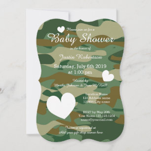 Cartes d'invitation pour baby shower avec camoufla