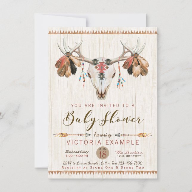Cartes d'invitation pour Baby Shower avec crâne de (Devant)