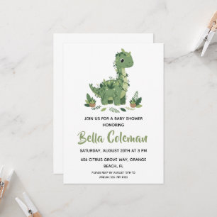 Cartes d'invitation pour baby shower avec dinosaur