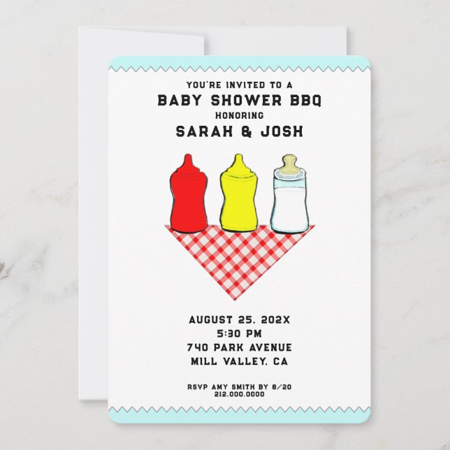 Cartes d'invitation pour Baby Shower BBQ (Devant)