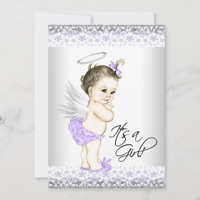 Cartes d'invitation pour Baby Shower Bébé Ange Vio (Devant)