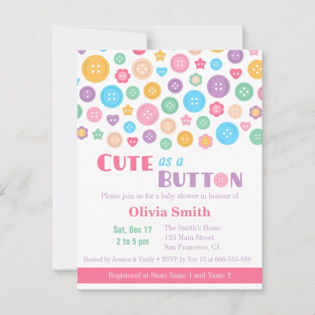 Cartes d'invitation pour Baby Shower 'Bébé Mignon  (Devant)