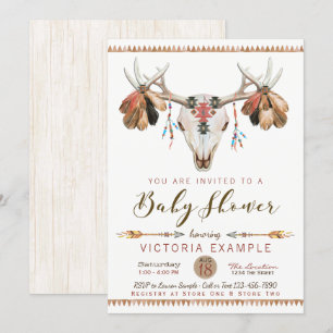 Cartes d'invitation pour Baby Shower Bohème Tribal