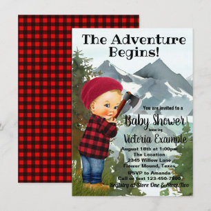 Cartes d'invitation pour Baby Shower Bûcheron