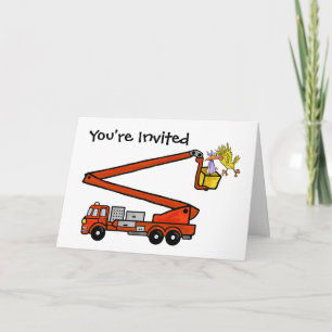 Cartes d'invitation pour Baby Shower camion de pom
