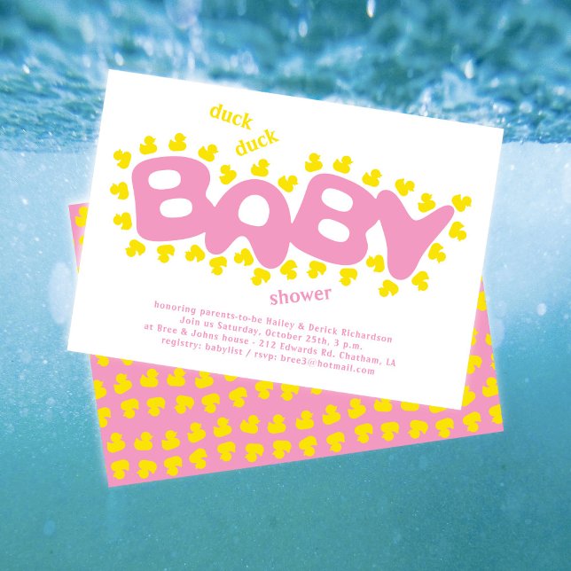 Cartes d'invitation pour Baby Shower Canards en Ca (Créateur téléchargé)