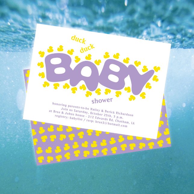 Cartes d'invitation pour Baby Shower Canards en Ca (Créateur téléchargé)