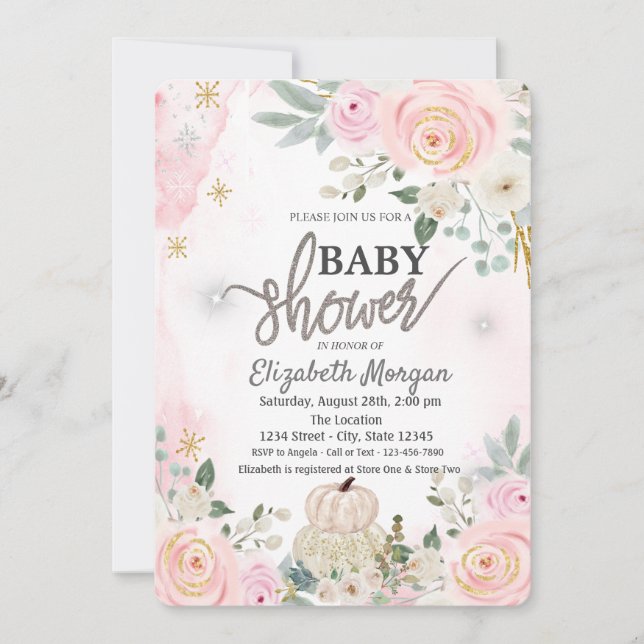 Cartes d'invitation pour Baby Shower Citrouilles B (Devant)