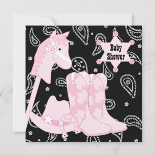 Cartes d'invitation pour Baby Shower Cowgirl Rose