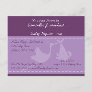 Cartes d'invitation pour Baby shower de cigogne po