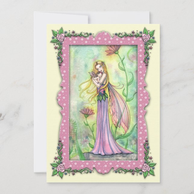 Cartes d'invitation pour baby shower de fée Mère e (Devant)
