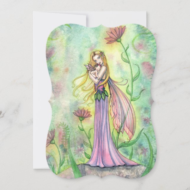 Cartes d'invitation pour baby shower de fée Mère e (Devant)