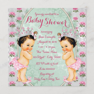 Cartes d'invitation pour Baby Shower de jumelles R