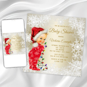Cartes d'invitation pour Baby Shower de Noël