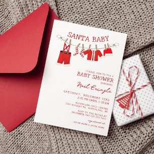 Cartes d'invitation pour Baby Shower de Noël Santa
