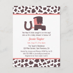 Cartes d'invitation pour Baby Shower de Petite Cow