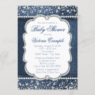 Cartes d'invitation pour Baby Shower Denim Diamond