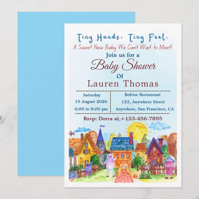 Cartes d'invitation pour Baby Shower Disney (Devant / Derrière)