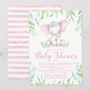 Cartes d'invitation pour Baby Shower éléphant bébé