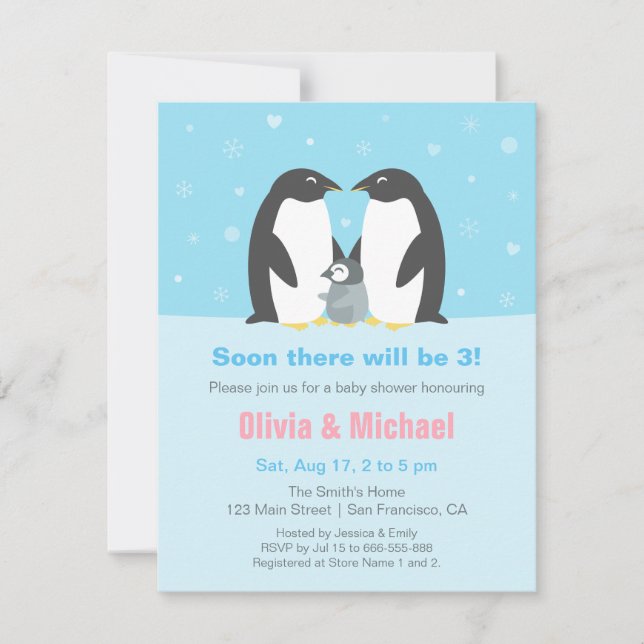 Cartes d'invitation pour Baby Shower Famille de Ma (Devant)