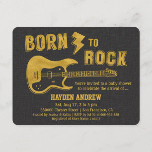 Cartes d'invitation pour Baby Shower Faux Rockstar