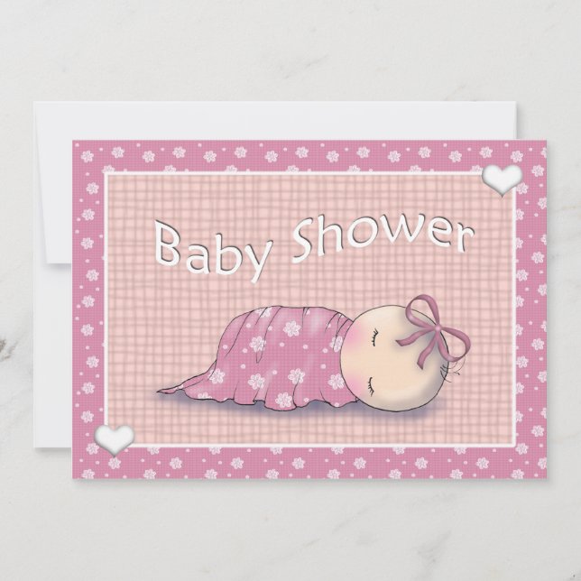 Cartes d'invitation pour Baby Shower Fille (Devant)