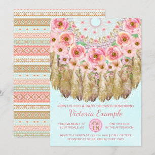 Cartes d'invitation pour Baby Shower Fille Attrape