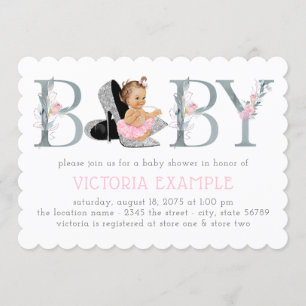 Cartes d'invitation pour Baby Shower Fille aux Cha