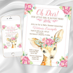 Cartes d'invitation pour Baby Shower Fille Petit C