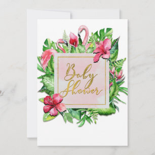 Cartes d'invitation pour Baby Shower Flamants Rose