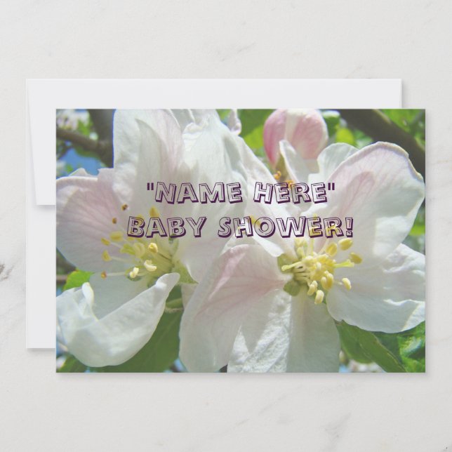 Cartes d'invitation pour Baby Shower Fleurs de pom (Devant)